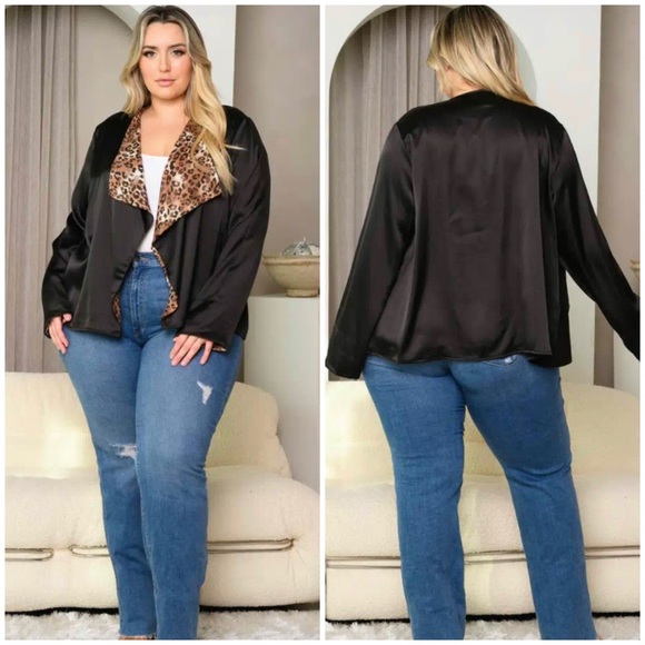 LONG SLEEVE ANIMAL PRINT OPEN FRONT CARDIGAN - Picture 4 of 4